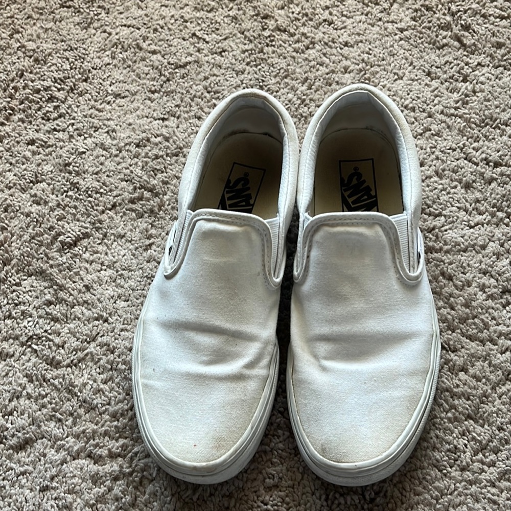 Vans white slip on